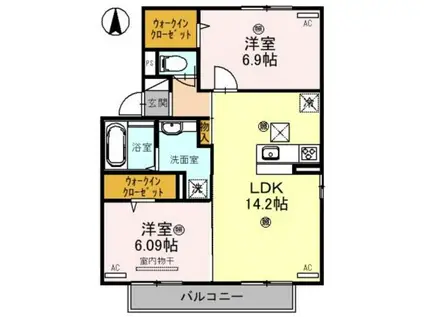 ブリオーソ今福II(2LDK/2階)の間取り写真