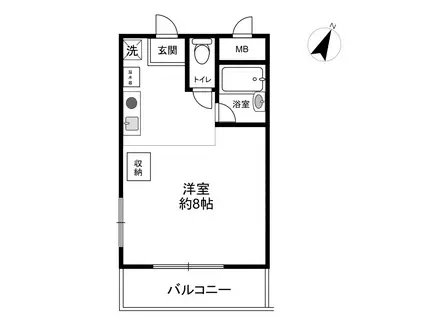 パークサイド六甲(1K/3階)の間取り写真