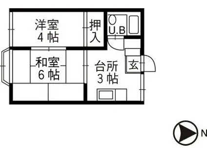 ヴィラA(2K/2階)の間取り写真
