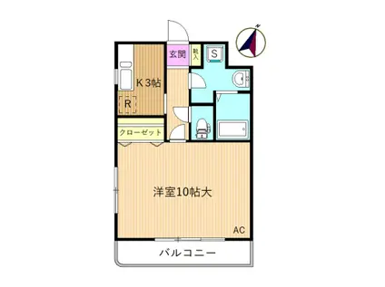 クレスト(1K/1階)の間取り写真