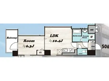 グランドシティ(1LDK/5階)の間取り写真