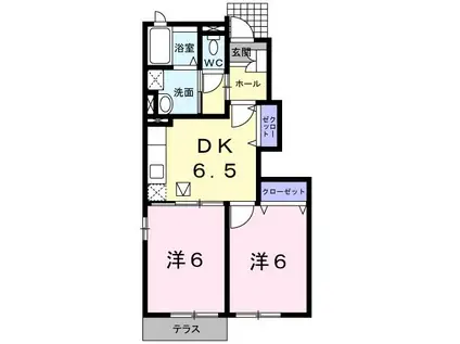 アースリバーC(2DK/1階)の間取り写真