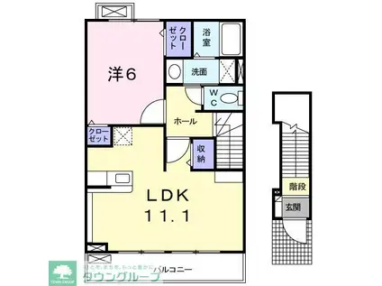 ルヴィラージュ A(1LDK/2階)の間取り写真