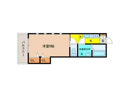 ラ ヴィアン ローズ(1K/1階)の間取り写真