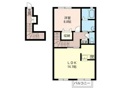 プラザクリアウィン(1LDK/2階)の間取り写真