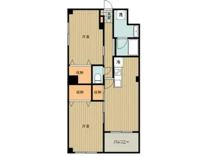 あんさんぶる(2DK/2階)の間取り写真