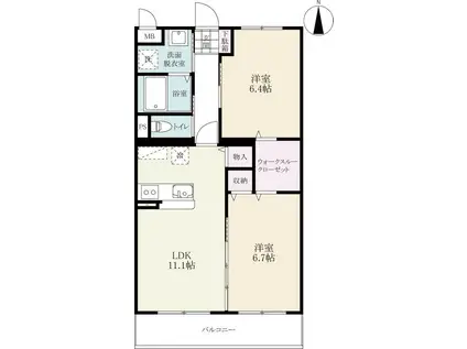 エルデ小城(2LDK/2階)の間取り写真