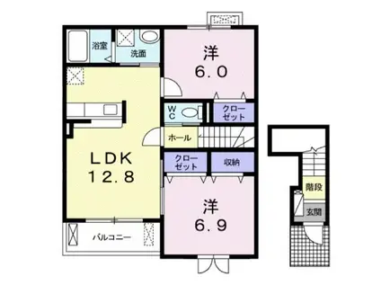 アンジュ スリール(2LDK/2階)の間取り写真