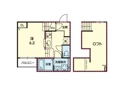 ステラ健軍東(1K/2階)の間取り写真
