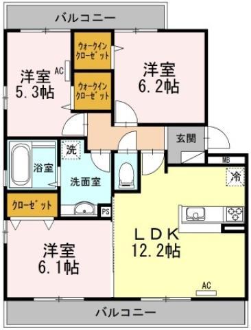 ラフィーナ(3LDK/2階)の間取り写真