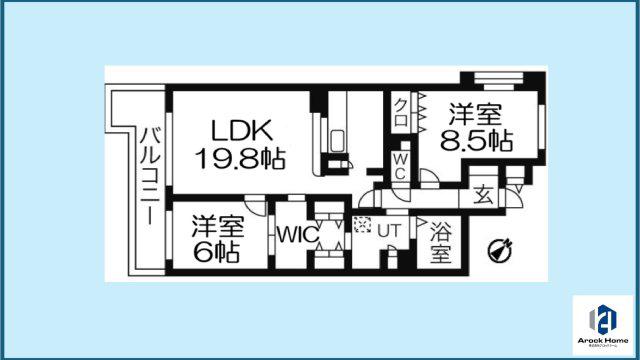 アイユー八事(2LDK/3階)の間取り写真