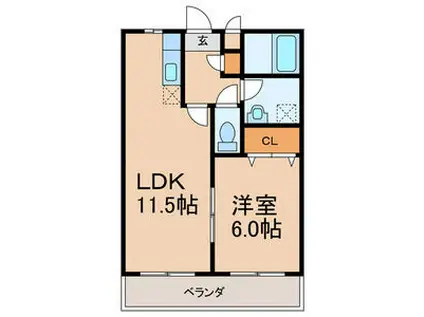 ピースコート(1LDK/2階)の間取り写真
