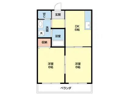 サンハイツD(2DK/2階)の間取り写真