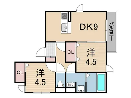 ハウス オブ グレイス(2DK/3階)の間取り写真