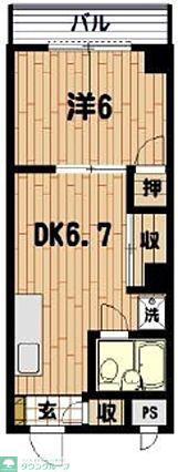 モンシェール三ノ輪(1DK/5階)の間取り写真