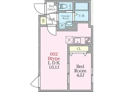 HJクラウンII(1LDK/B1階)の間取り写真