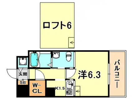 スパンキーギャレット(1K/6階)の間取り写真