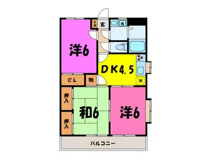 ラフェスタ深谷(3DK/1階)の間取り写真