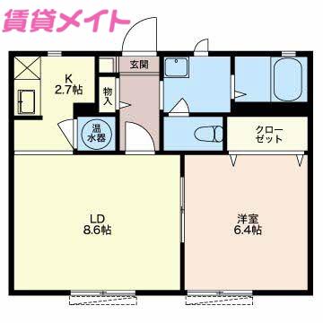 スイレンA棟(1LDK/1階)の間取り写真