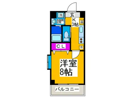 サンステージ中百舌鳥(1K/6階)の間取り写真