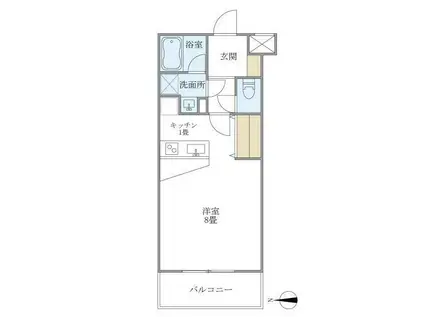 京王線 調布駅 徒歩3分 7階建 築22年(1K/2階)の間取り写真
