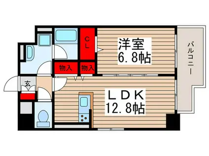 グリュックス クレー(1LDK/3階)の間取り写真