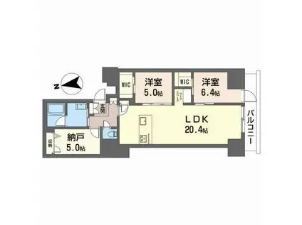 ナナアーク荒町(2SLDK/8階)の間取り写真