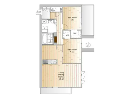 エルテルフレ(2LDK/3階)の間取り写真