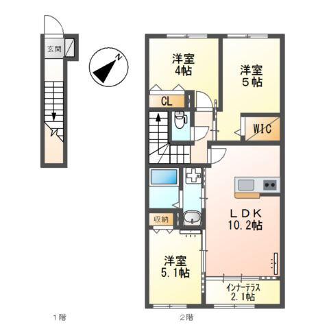 MANA(3LDK/2階)の間取り写真