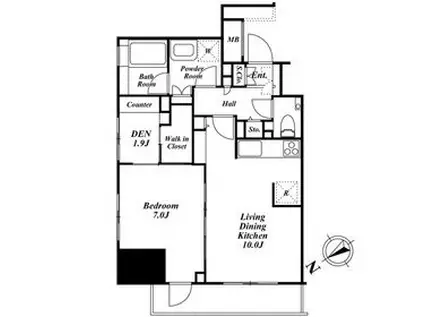 朝日マンション五反田(1LDK/13階)の間取り写真