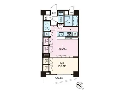 パレソレイユ目黒不動前(1DK/2階)の間取り写真