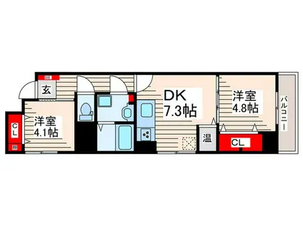 ライオンズマンション南砂(2DK/9階)の間取り写真