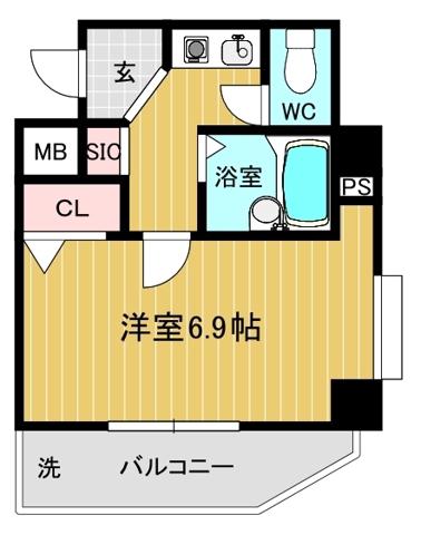 サンライズ長田(1K/7階)の間取り写真
