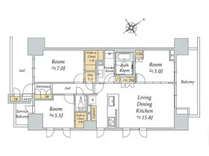 ザ・ガーデンテラス目黒(3LDK/7階)の間取り写真