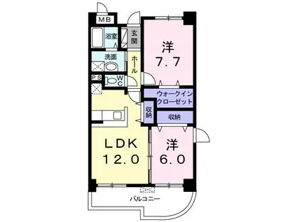 トゥールモンドB(2LDK/1階)の間取り写真