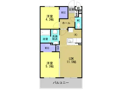 ARTH平松(2LDK/3階)の間取り写真