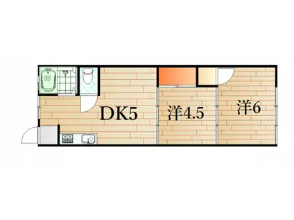 下関レジデンス(2DK/1階)の間取り写真