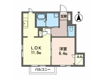 ヴィ・フォンティーヌ(1LDK/1階)の間取り写真