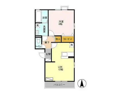 ヴェラハイツM(1LDK/2階)の間取り写真