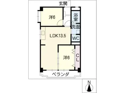 三鉦マンション(2LDK/3階)の間取り写真