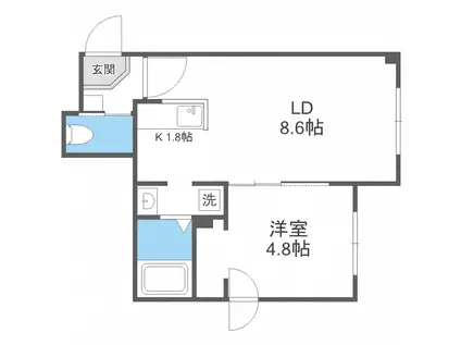 パティーナ南澄川(1LDK/1階)の間取り写真