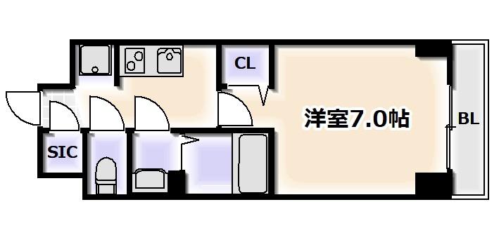 CITY LUX NAMBA サウス(1K/7階)の間取り写真