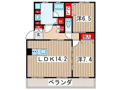 トレステージ浦和(2LDK/2階)の間取り写真