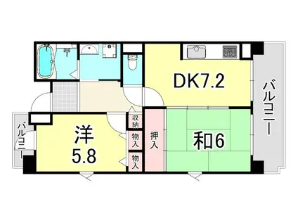 URパークタウン西武庫 7号棟(2DK/4階)の間取り写真