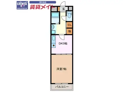 K`Sガーデン(1DK/1階)の間取り写真