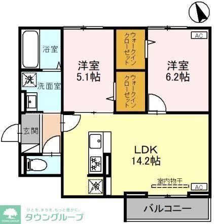 Dアヴァンス赤山(2LDK/3階)の間取り写真