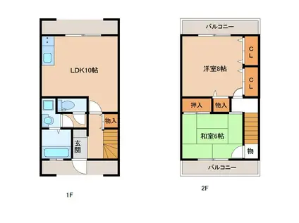 パークプレイス(2LDK/1階)の間取り写真