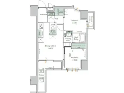 ワンルーフレジデンス台東根岸(2DK/13階)の間取り写真