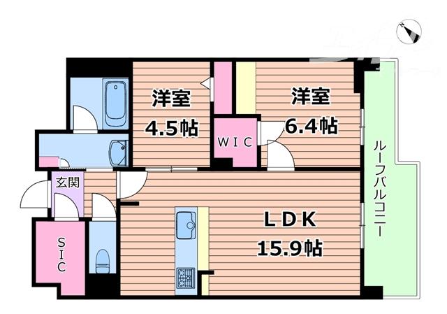 リビエナ グラン 新梅田(2LDK/6階)の間取り写真
