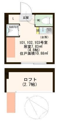 パルメゾン北赤羽(ワンルーム/1階)の間取り写真